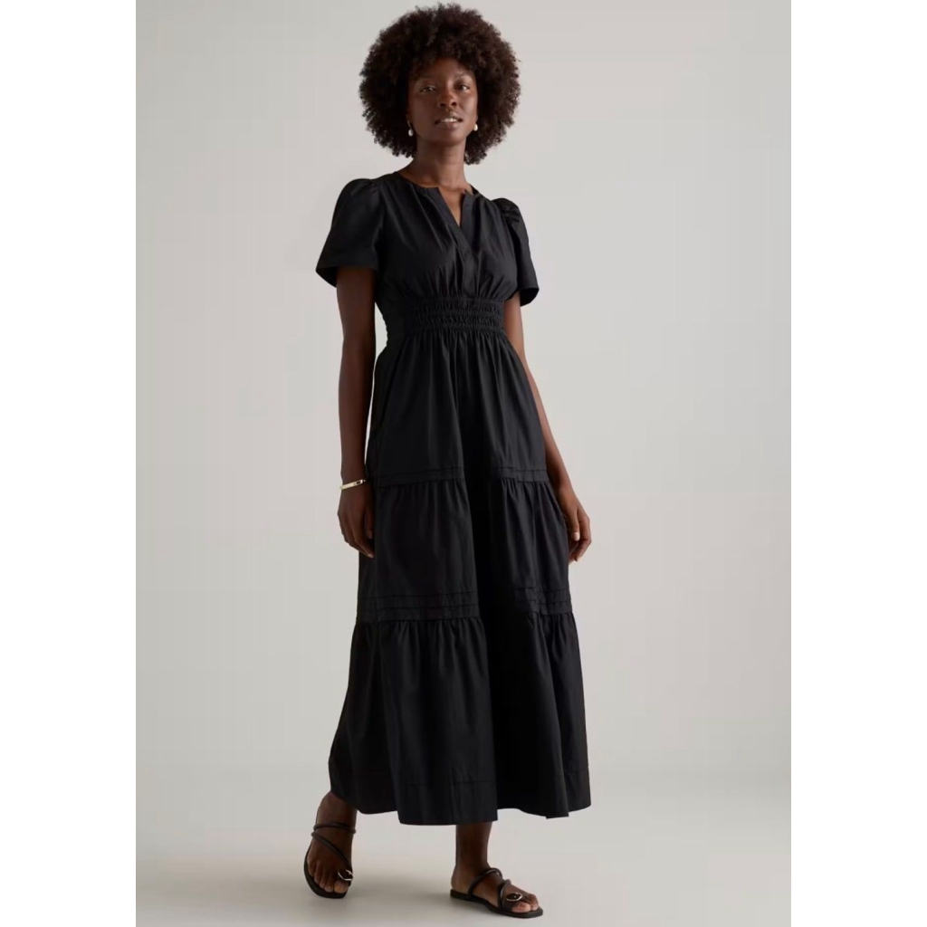 Quince 100% Organic Cotton Poplin Tiered Maxi Dress Nwt $168 Retail Size Xl